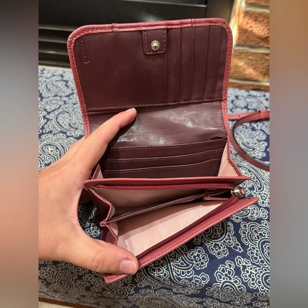 COACH Kristin Leather Hobo Bag & Matching Wallet Set - Berry/Plum Pink - Picture 6 of 8